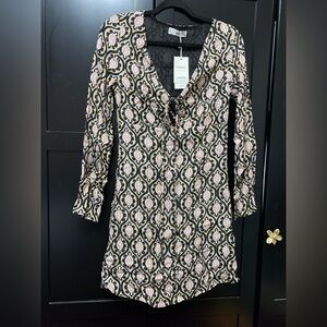 Mango XS Long Sleeve Mini Dress colorful boho bohemian cute spring